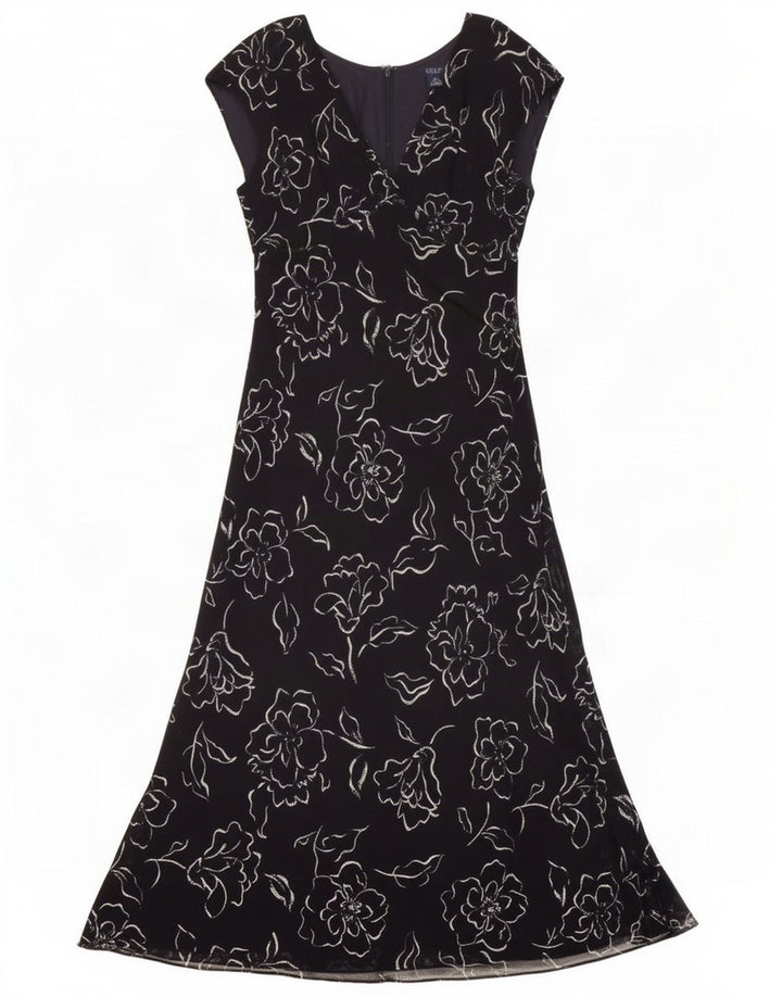 Abito lungo senza maniche da donna Chaps US 4 piccolo poliestere floreale nero