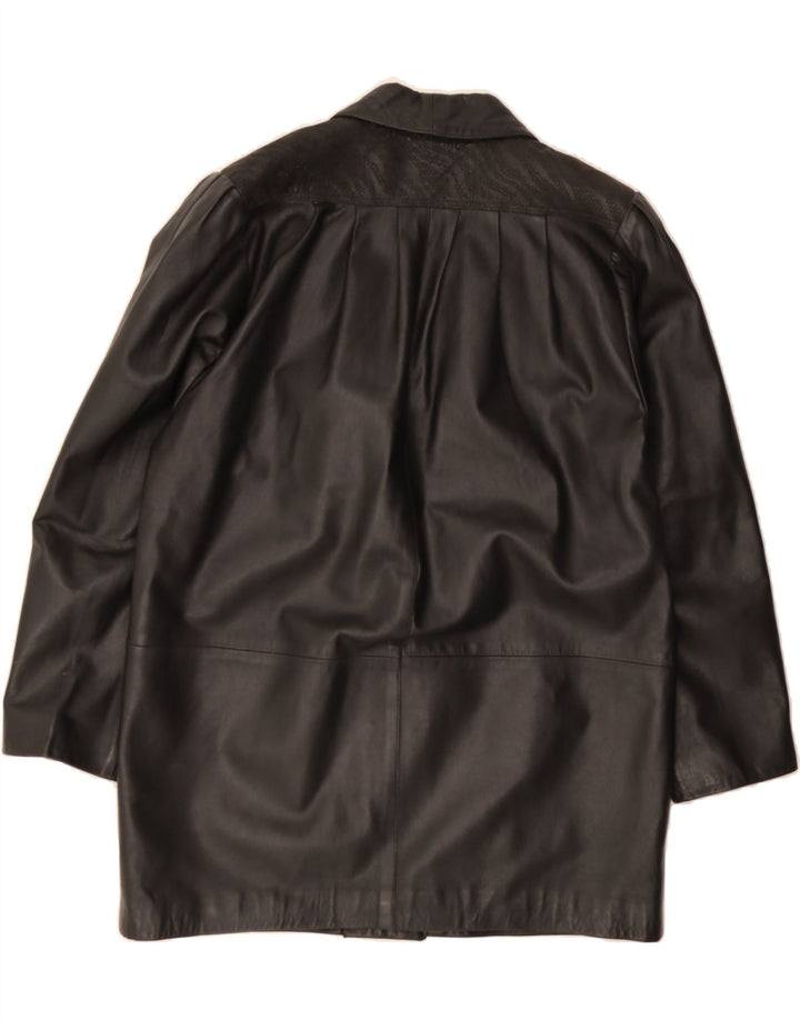 VINTAGE Womens Leather Coat UK 18 XL Black Vintage Vintage and Second-Hand Vintage from Messina Hembry 