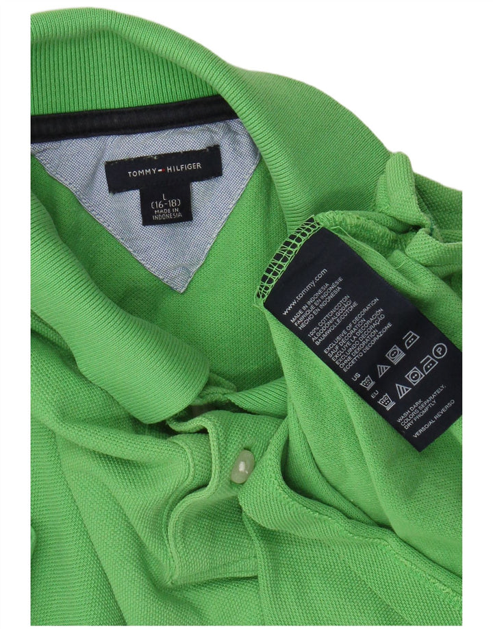 Polo Tommy Hilfiger Bambino 15-16 Anni Large Verde Cotone