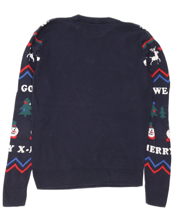 Maglione maglione girocollo da uomo Jack & Jones piccolo blu navy natalizio