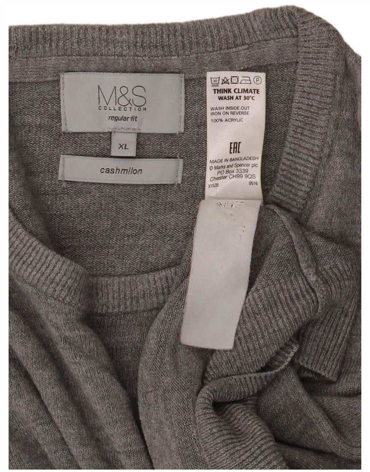 Maglione maglione girocollo vestibilità regolare da uomo Marks & Spencer XL grigio acrilico