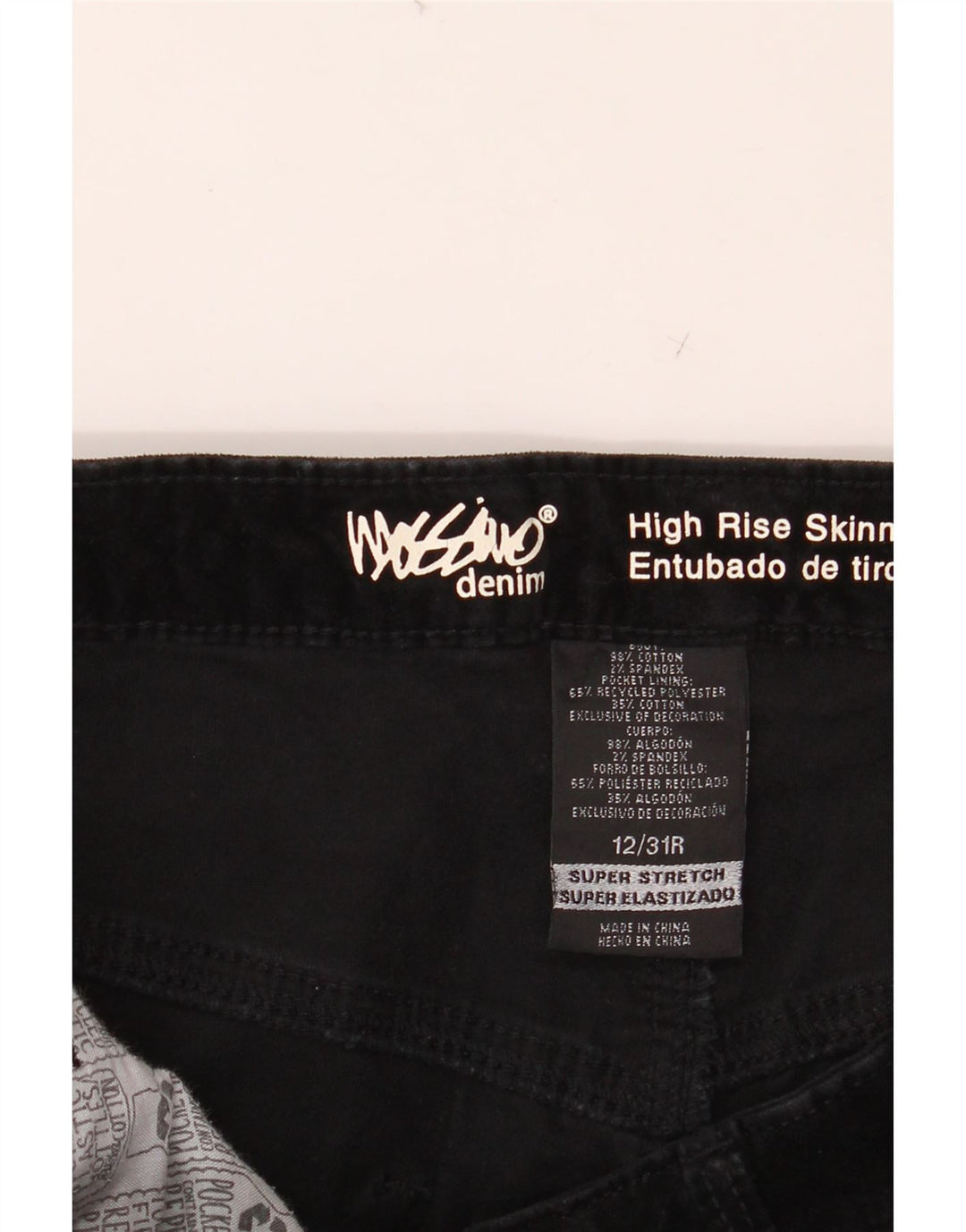 MOSSIMO Pantaloni casual skinny a vita alta da donna US 12 Large W31 L29 Nero