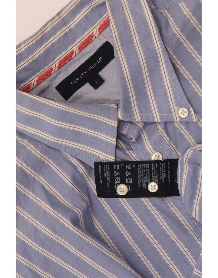 Camicia da uomo Tommy Hilfiger grande cotone a righe blu