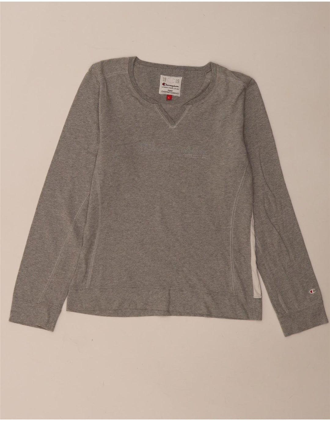 Champion Womens Heritage Classics Graphic Top manica lunga UK 14 Large Grigio