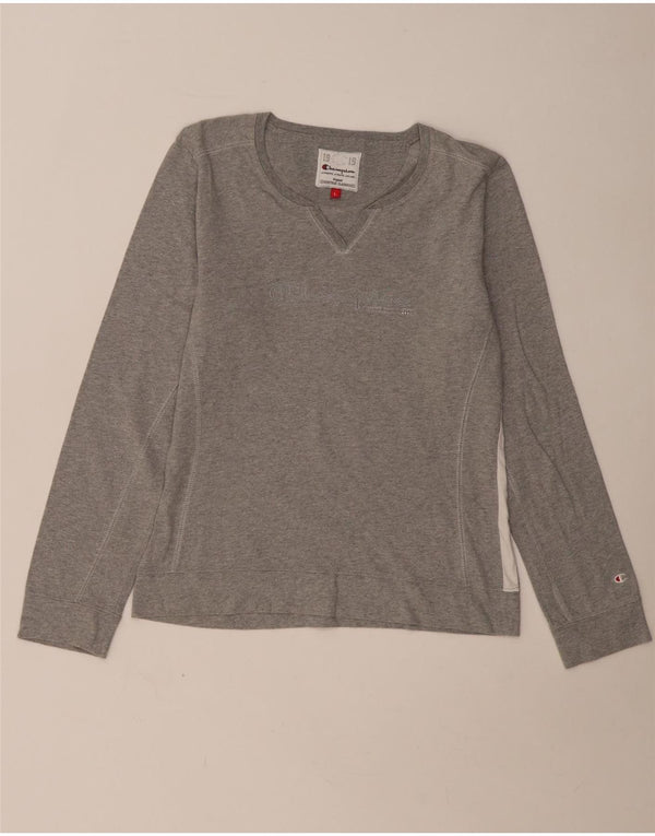 Champion Womens Heritage Classics Graphic Top manica lunga UK 14 Large Grigio