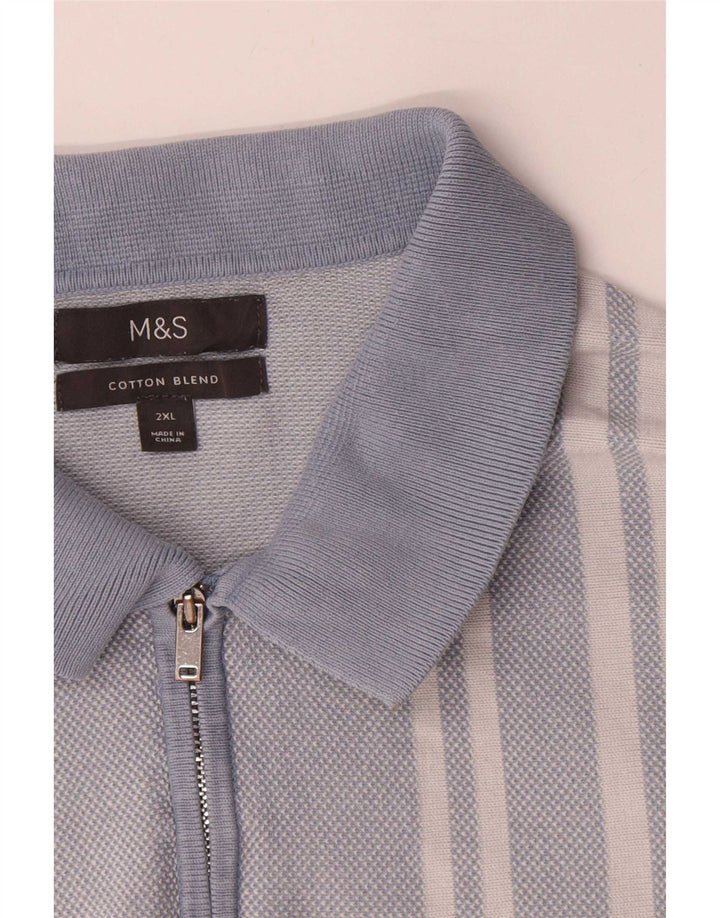 Polo da uomo Marks & Spencer 2XL cotone a righe blu