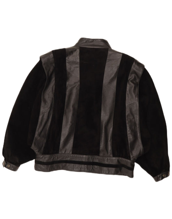 Giacca in pelle vintage da donna UK 14 media nera