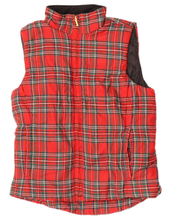 Gilet imbottito da donna Chaps UK 14 poliestere medio a quadri rosso