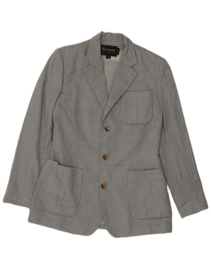 Giacca blazer a 3 bottoni da donna Ralph Lauren US 8 blu medio a spina di pesce