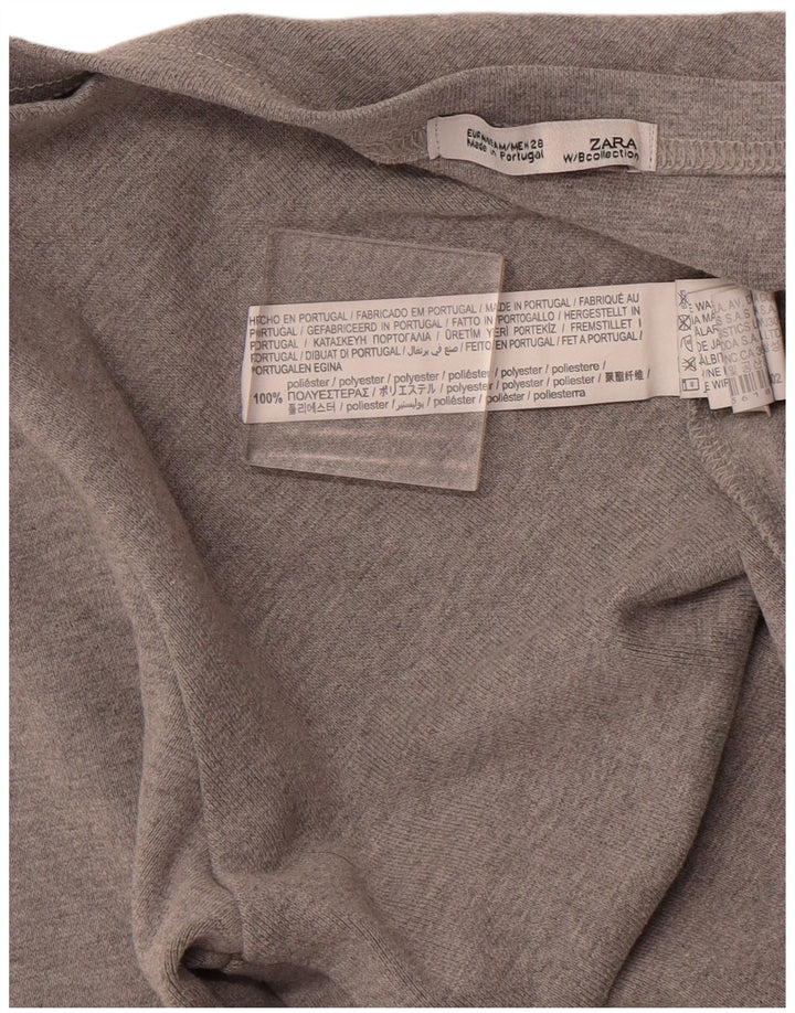 ZARA Womens Crop Top 3/4 Sleeve UK 12 Medium Grey Polyester