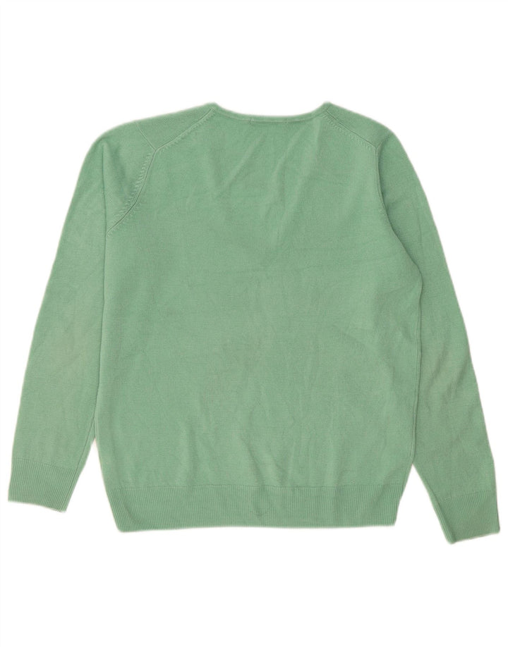 Maglione da donna con scollo a V Marks & Spencer UK 12 Acrilico verde medio