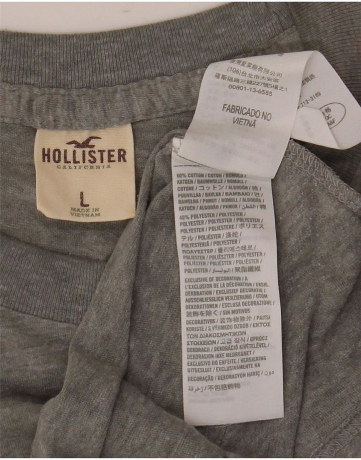 T-shirt da uomo Hollister Top Large in cotone chiazzato grigio