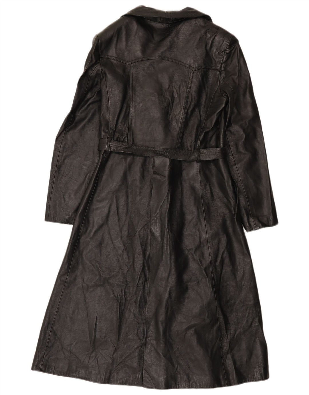 Cappotto vintage da donna in pelle doppio petto IT 46 grande nero