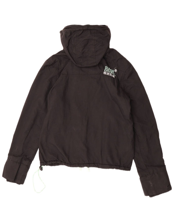 Giacca a vento con cappuccio da donna Superdry Windcheater UK 14 media nera