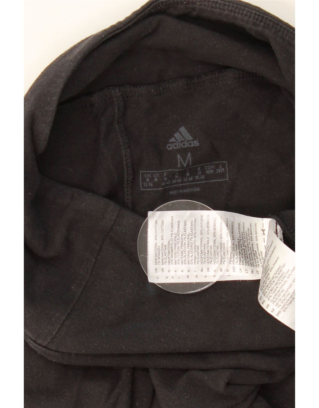 ADIDAS Womens Graphic Leggings UK 12/14 Medium Black Cotton Vintage Adidas and Second-Hand Adidas from Messina Hembry 
