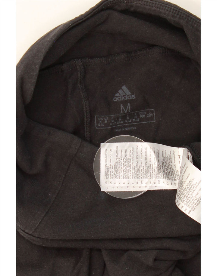 ADIDAS Womens Graphic Leggings UK 12/14 Medium Black Cotton Vintage Adidas and Second-Hand Adidas from Messina Hembry 