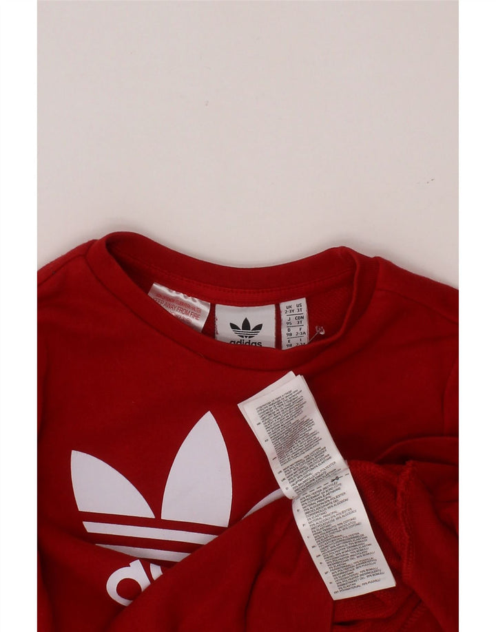 Felpa grafica per ragazze ADIDAS, maglione 2-3 anni, cotone rosso