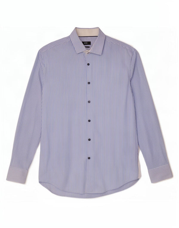 Camicia slim fit da uomo Hugo Boss taglia 41 16 grande gessato blu
