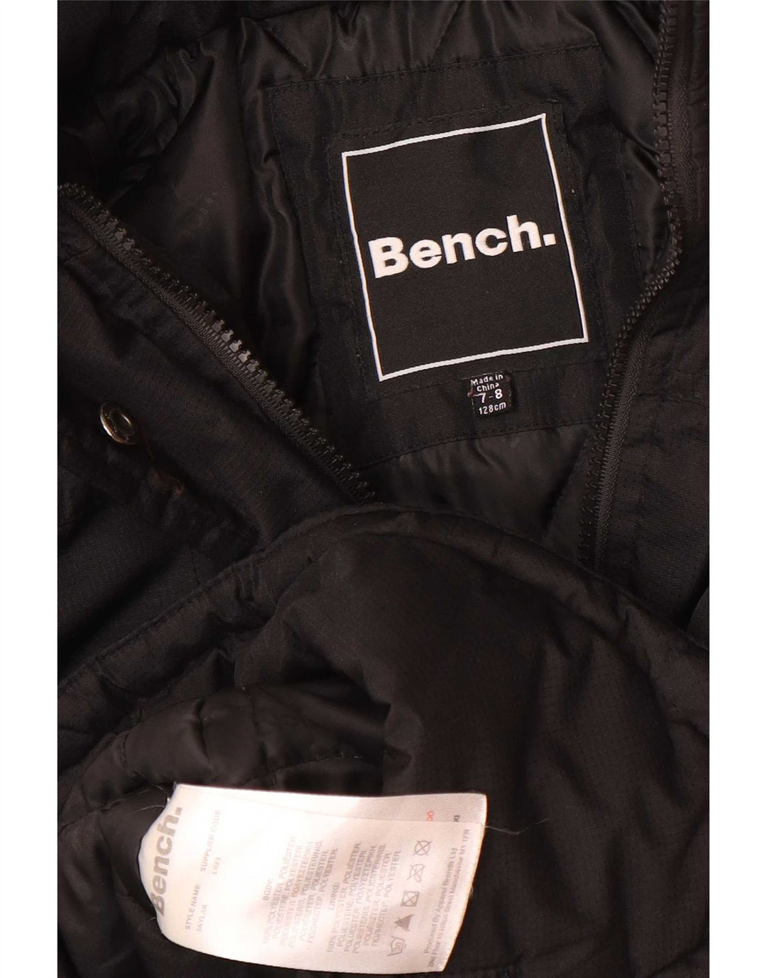Parka con cappuccio da bambina Bench 7-8 anni in poliestere nero