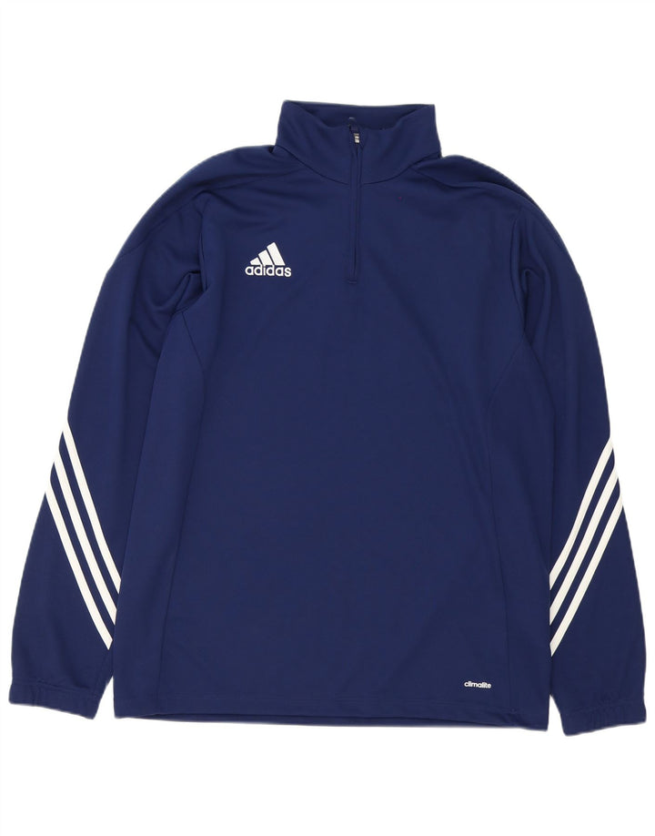 Adidas Uomo Climalite Zip Neck Pullover Tuta Top Large Blu Navy