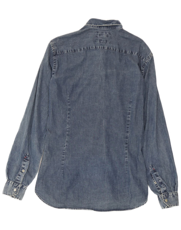 Polo Assn. degli Stati Uniti Camicia in denim da uomo slim fit in cotone blu medio