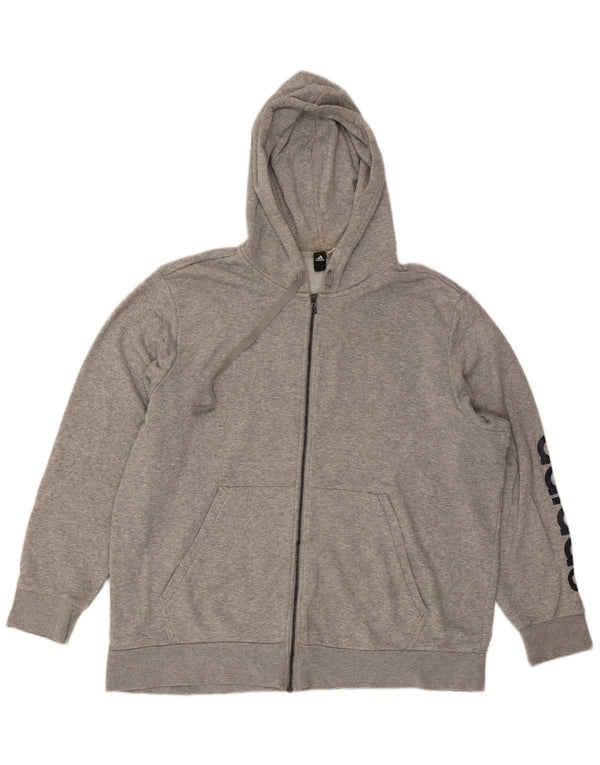Maglione con cappuccio e zip grafica da uomo Adidas 2XL grigio chiazzato