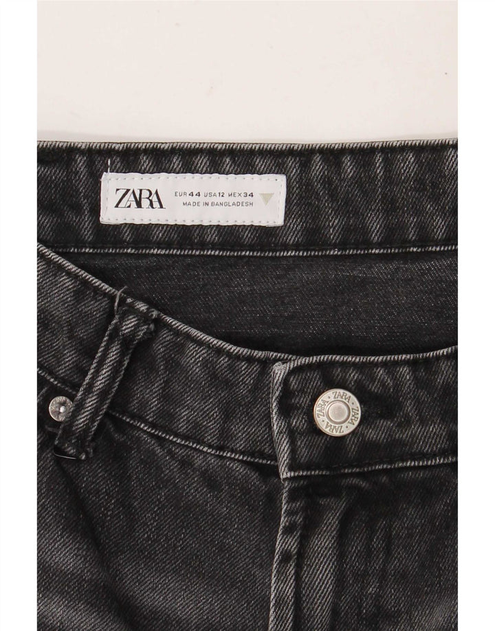 Pantaloni caldi in denim effetto invecchiato da donna Zara EU 44 XL W34 cotone grigio