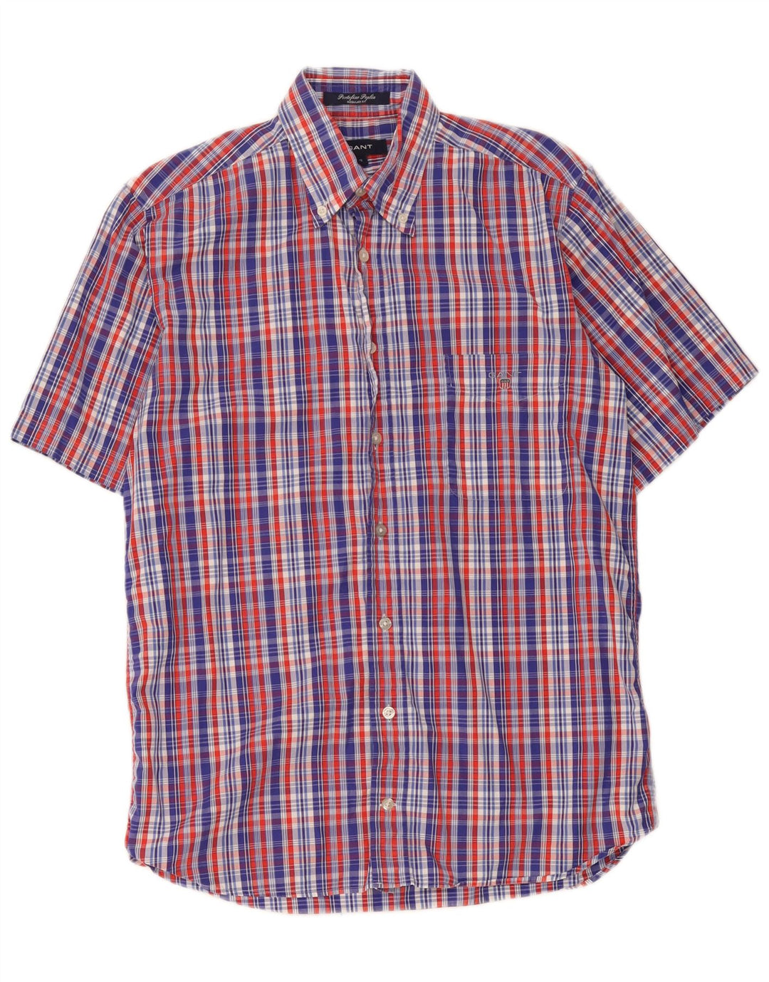 Gant Camicia da uomo a maniche corte, vestibilità regolare, in cotone a quadri multicolore