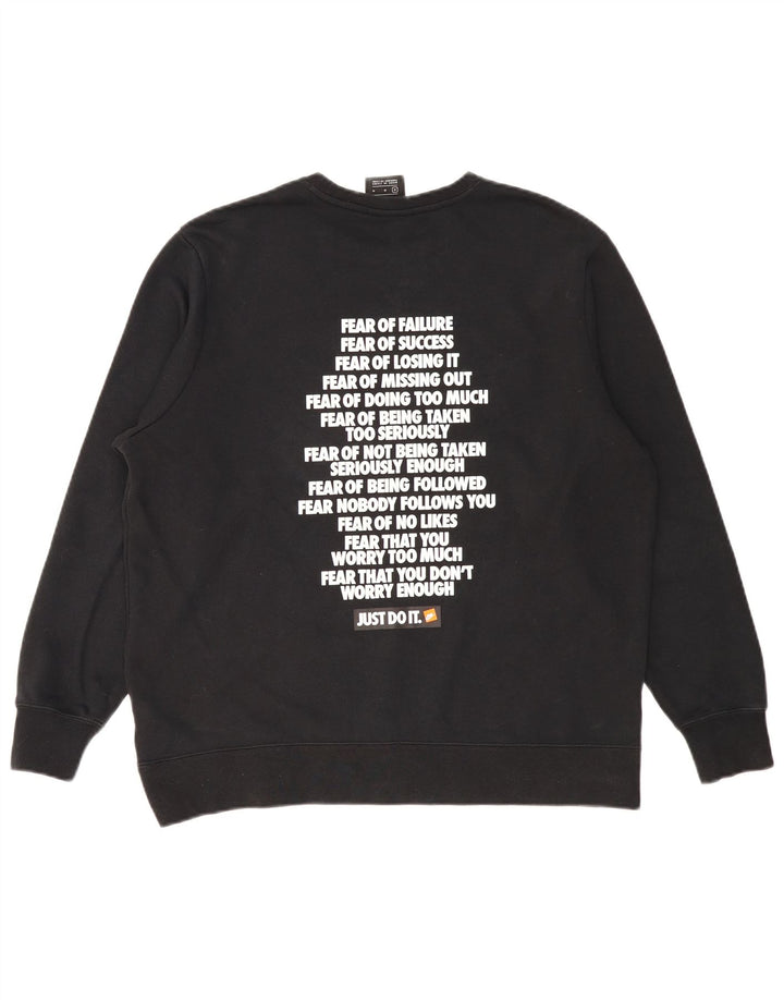 NIKE Mens Graphic Sweatshirt Jumper Medium Black Cotton