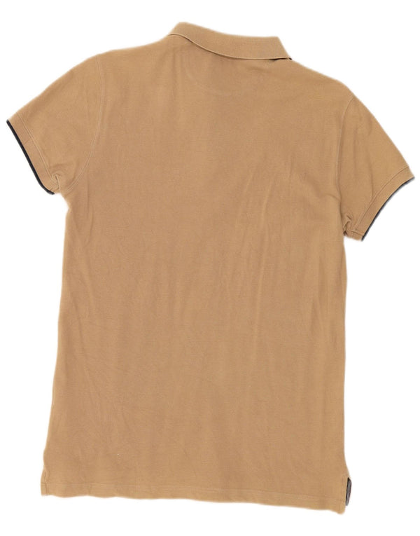 Massimo Dutti Mens Slim Fit Polo Shirt Medium Beige Cotton