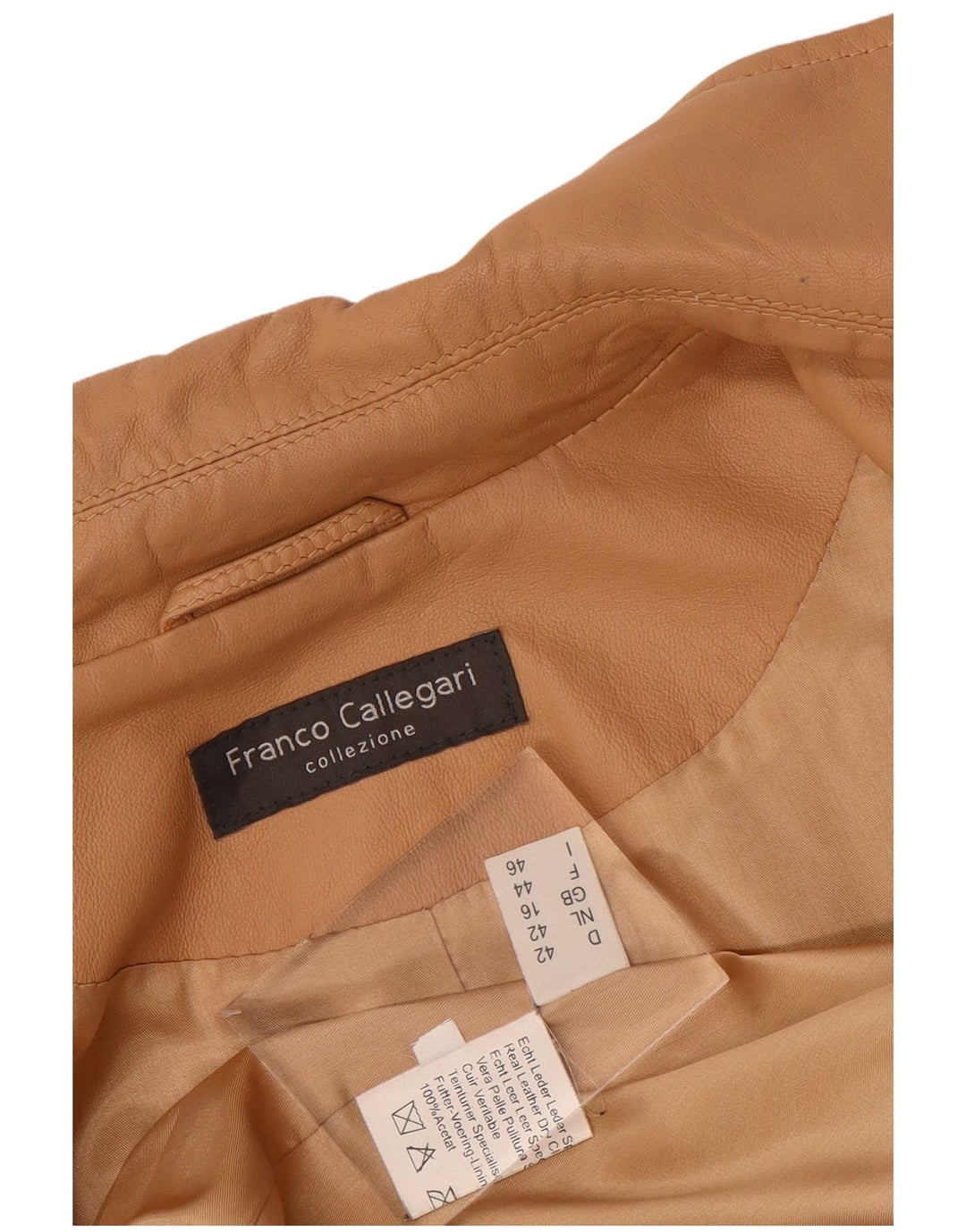 Giacca in pelle bomber da donna Franco Callegari UK 16 grande in pelle beige