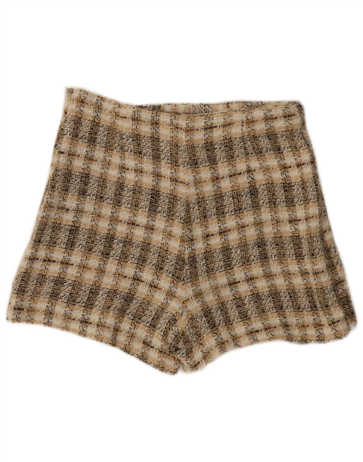 Pantaloncini casual da donna Zara medi W28 poliestere a quadri marroni
