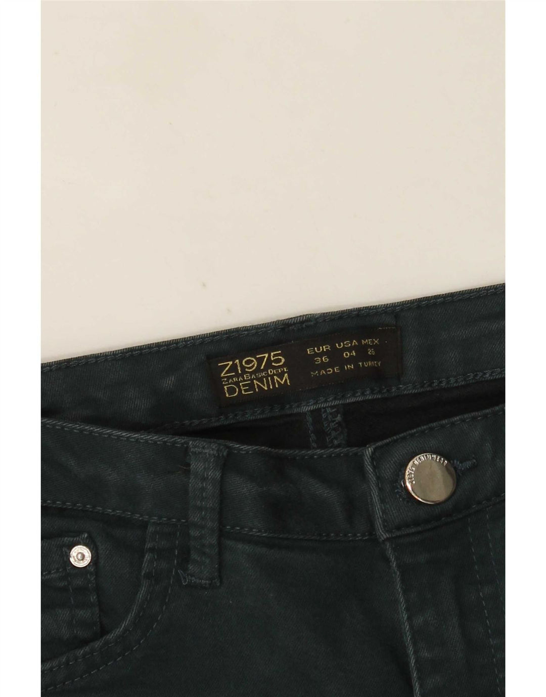 Jeans slim da donna Zara EU 36 XS W26 L26 Verde