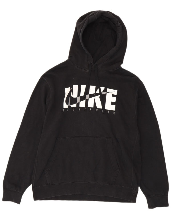 Felpa con cappuccio grafica Nike da uomo grande in cotone nero