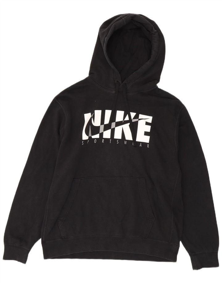 Felpa con cappuccio grafica Nike da uomo grande in cotone nero
