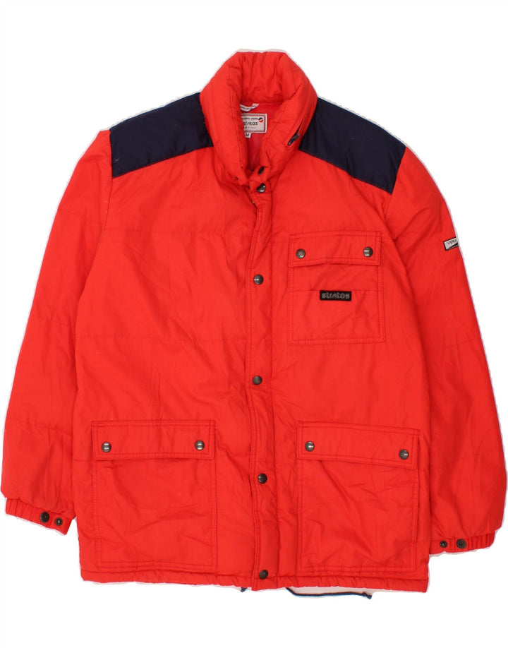 STRATOS Mens Hooded Padded Jacket UK 38 Medium Red Cotton Vintage Stratos and Second-Hand Stratos from Messina Hembry 