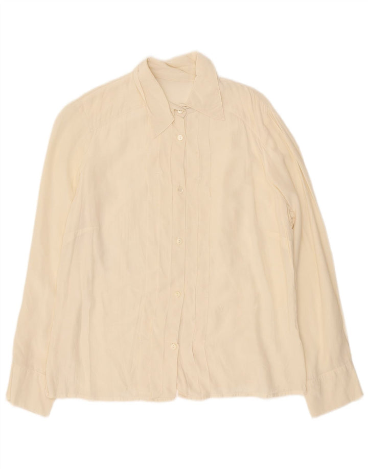 Camicia formale vintage da donna UK 16 grande bianco sporco