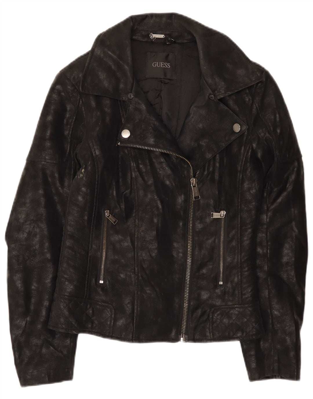 Giacca da motociclista da donna in ecopelle Guess UK 4 XS poliuretano nero