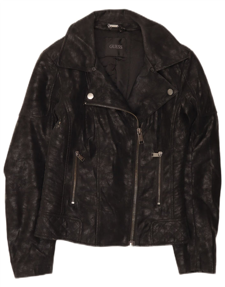 Giacca da motociclista da donna in ecopelle Guess UK 4 XS poliuretano nero