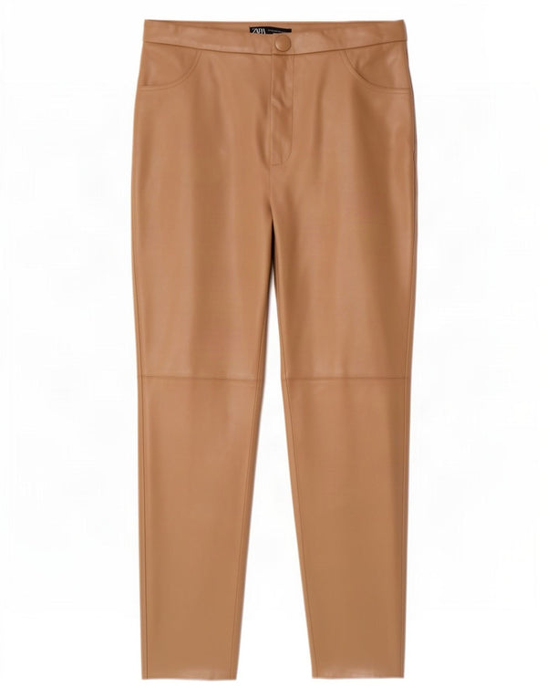 Pantaloni skinny da donna in ecopelle Zara 2XL W40 L27 Poliuretano beige