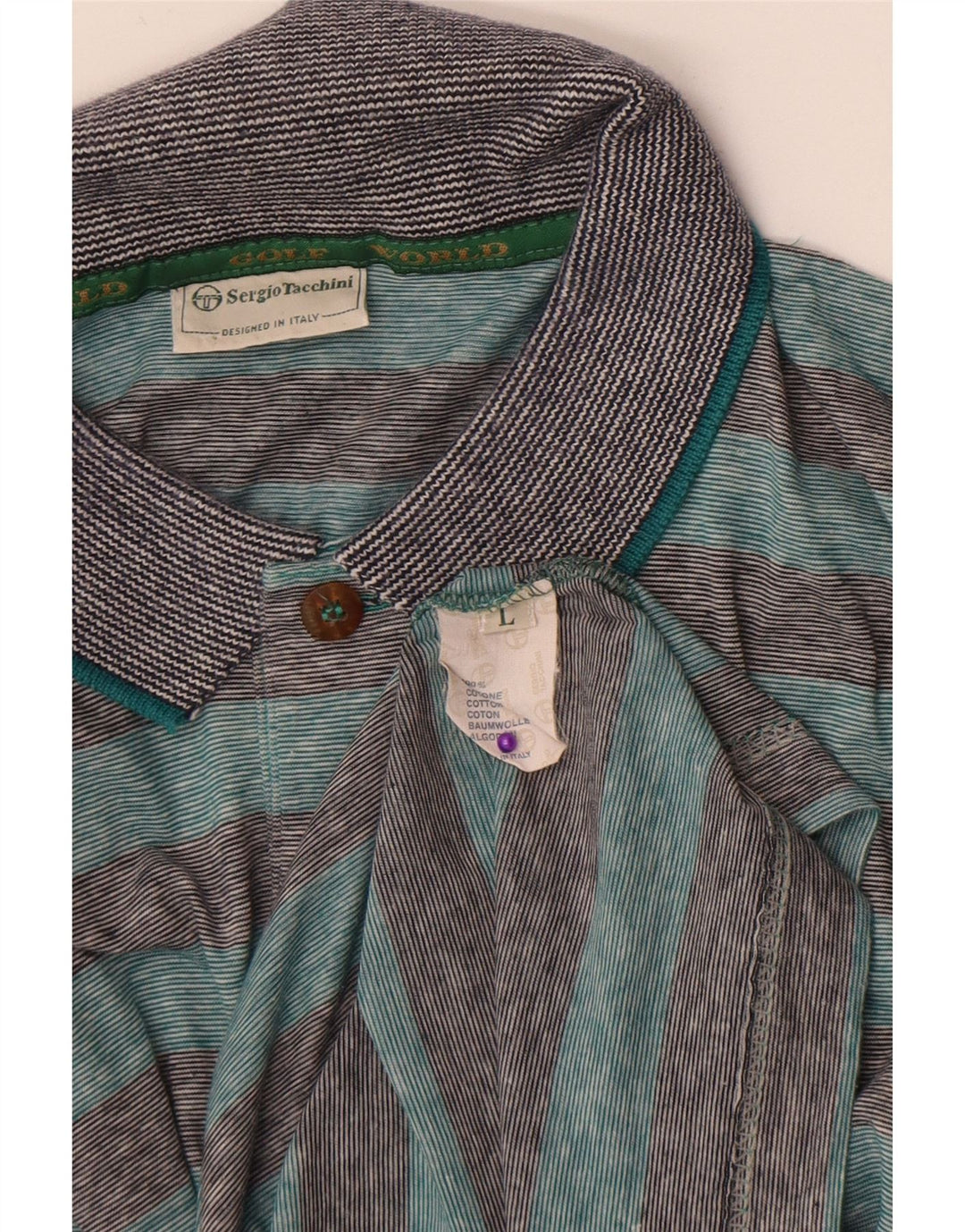 Polo Uomo Sergio Tacchini Maglia Grande in Cotone a Righe Blu