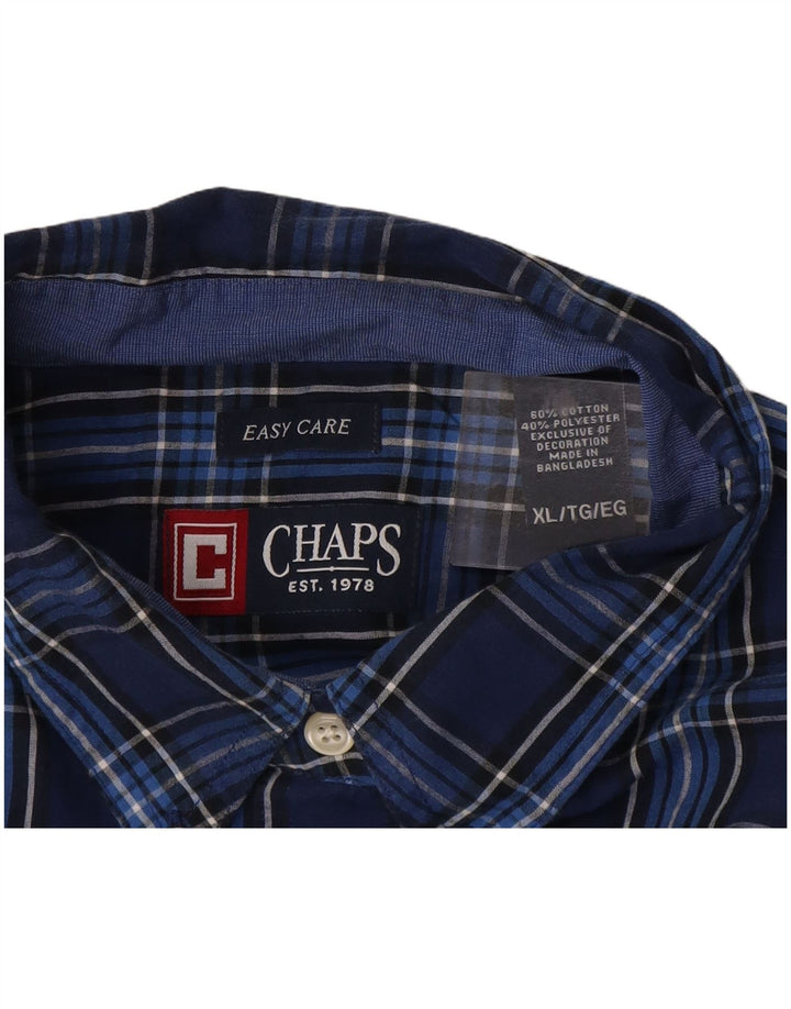 Camicia Chaps da uomo Easy Care XL in cotone a quadri blu navy