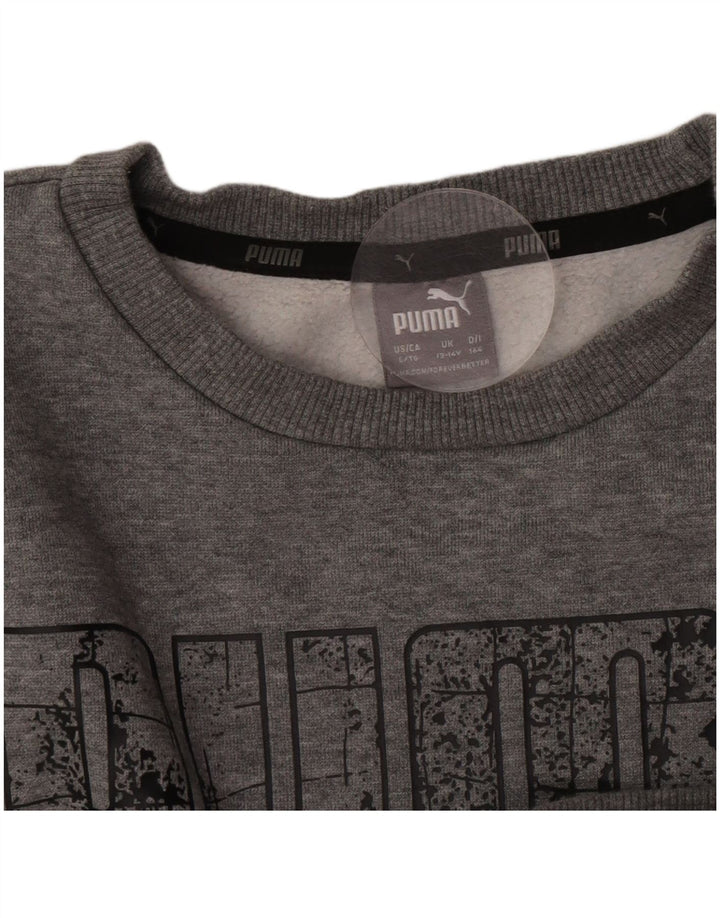 Felpa grafica da ragazzo Puma 13-14 anni in cotone grigio screziato