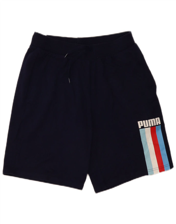 Pantaloncini sportivi con grafica PUMA da uomo, cotone medio blu navy