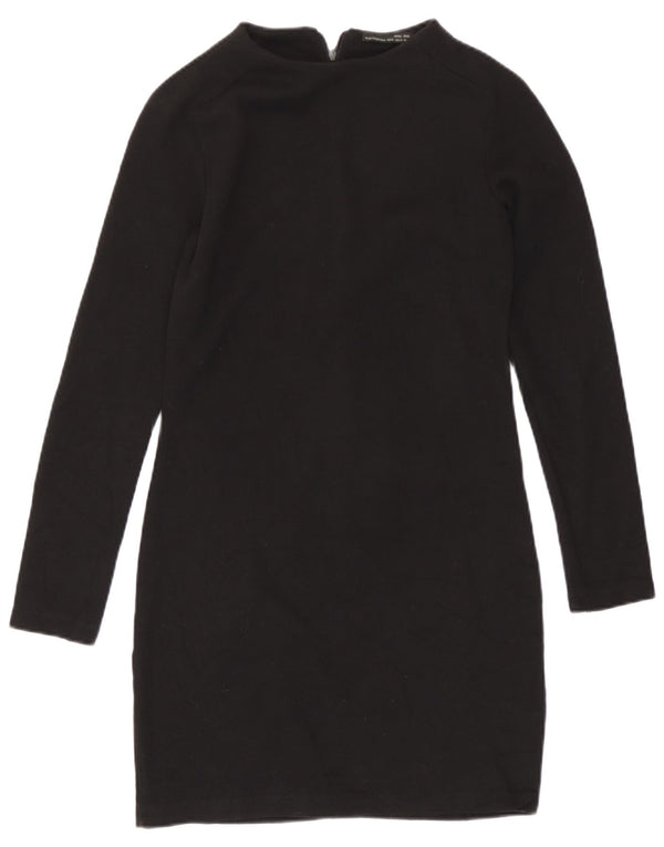 Abito tubino a maniche lunghe da donna Zara UK 10 piccolo in cotone nero