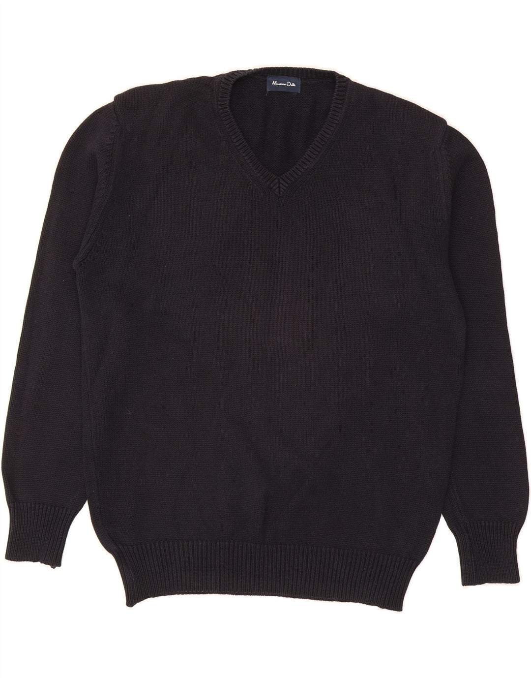 MASSIMO DUTTI Mens V-Neck Jumper Sweater Medium Navy Blue Cotton Vintage Massimo Dutti and Second-Hand Massimo Dutti from Messina Hembry 