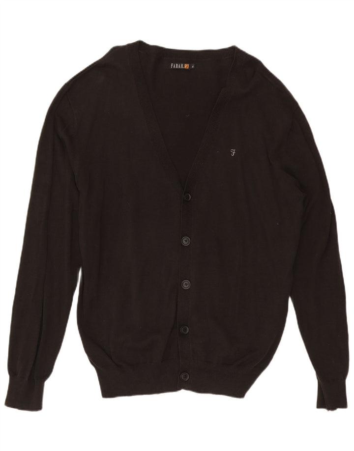 Maglione cardigan da uomo FARAH XL in cotone nero