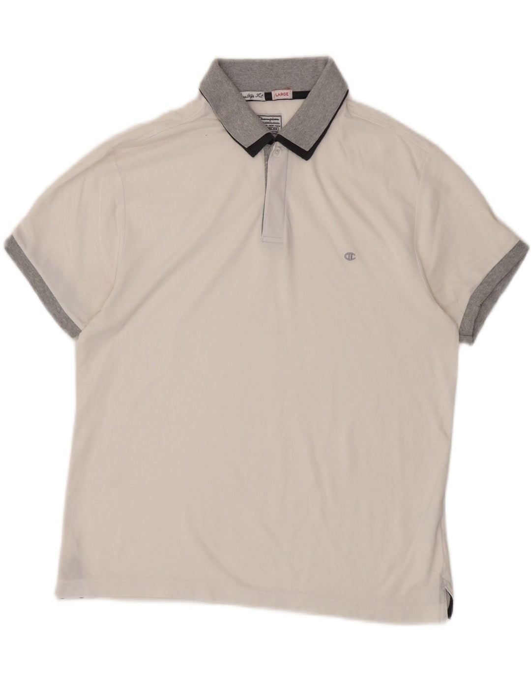 CHAMPION Mens Heritage Fit Polo Shirt Large White Cotton