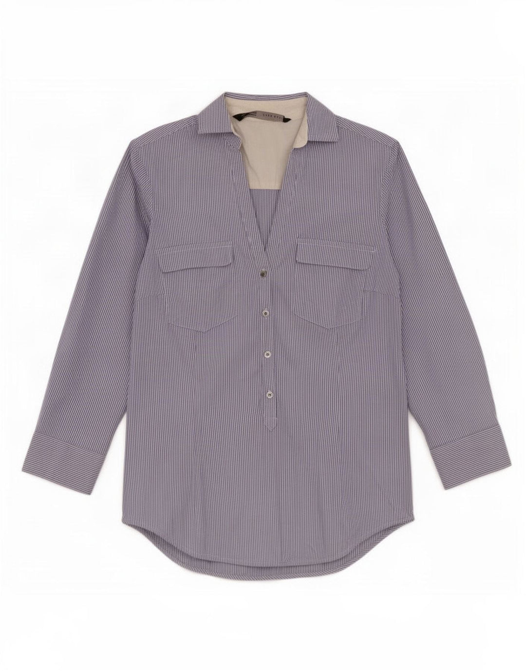 Maglia pullover con maniche a 3/4 da donna Zara UK 6 XS blu gessato