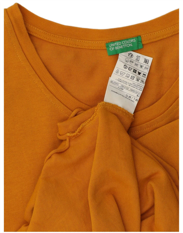 Top tunica da donna Benetton UK 14 cotone giallo medio